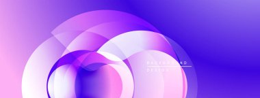 Soyut katmanlar dinamik mor, pembe gradyan oluşturur. Modern tasarım akıcılığı, derinliği, görsel ilgiyi çağrıştırıyor.