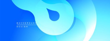 Soyut mavi arkaplan. Üst üste binen şekiller akışkan ve modern tasarım yaratır. Gradyan etkisi derinlik ve görsel ilgi ekler..