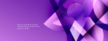 Soyut mor tasarım üst üste binen geometrik şekiller içerir. Gradyan renkler dinamik görsel doku yaratır. Modern arkaplan ögesi.