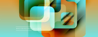 Soyut geometrik desen. Üst üste binen kareler canlı renk geçişleri yaratır. Modern tasarım arka planlar, pankartlar, sunumlar için uygun.