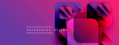 Canlı mor, pembe eğimli arkaplan. Geometrik şekiller modern tasarımı oluşturur. Metin arkaplan tasarımı okur.