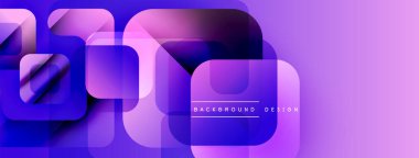 Soyut geometrik desen. Mor, mavi gradyanlar modern tasarım yaratır. Yuvarlak kareler kesişiyor, dinamik bileşim oluşturuyor.