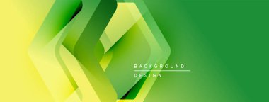 Soyut geometrik şekiller sarı ve yeşil renkleri harmanlarlar. Modern tasarım dinamik görsel doku yaratır. Minimalist stil arka planlara, sunumlara uyuyor.