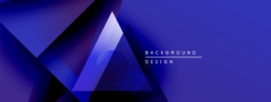 Soyut mavi tasarım, üst üste binen geometrik şekiller. Gradyan gölgeler derinlik yaratır, modern estetik. Metin arkaplan tasarımı okur.