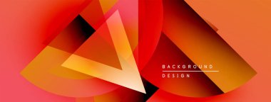 Soyut geometrik şekiller çakışıyor. Sıcak kırmızı, turuncu renkler tasarımda baskın. Metin arka plan tasarımı okur. Modern estetik.
