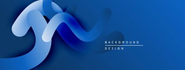 Soyut mavi tasarım akıcı kurdele şekilleri, katmanlı şekiller içerir. Modern estetik, temiz çizgiler, değişim etkisi. Arkaplan ögesi.