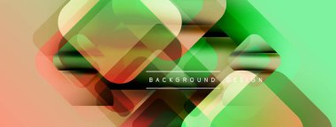 Soyut geometrik şekiller çakışıyor. Renkler yeşil, turuncu, kırmızı. Arkaplan ve sunumlar için modern tasarım ögesi.