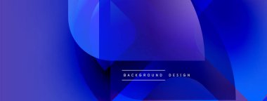 Soyut mavi gradyanlar çakışıyor, dinamik görsel doku oluşturuyor. Metin, arkaplan tasarımını merkez koyu şekil içinde okur.