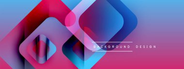 Soyut geometrik şekiller örtüşüyor, canlı pembe ve mavi renkler yaratıyor. Arkaplan, pankart ve sunumlar için modern tasarım ögesi.