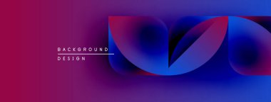 Soyut gradyan afişi. Canlı mor, mavi renkler harmanlanmış. Modern tasarım elementleri dinamik görsel etki yaratır. Metin arkaplan tasarımı okur.