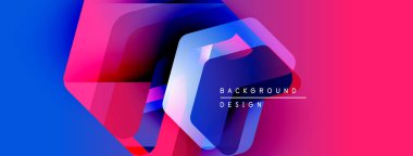 Soyut geometrik tasarım. Canlı mavi, pembe gradyanlar dinamik altıgen şekilleri oluşturur. Dijital projeler için modern arkaplan.