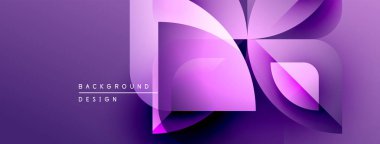 Soyut mor tasarım katmanlı geometrik şekiller içerir. Modern estetik, gradyan etkisi, arka planlar ve sunumlar için uygun.