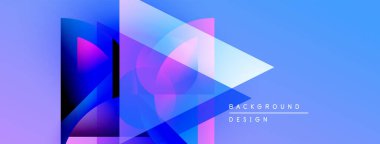 Soyut geometrik şekiller örtüşür, parlak mavi mor bir eğilim yaratır. Modern tasarım teknoloji, yenilik ve enerji öneriyor.