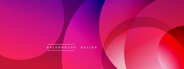 Soyut eğim arkaplanı. Üst üste binen daireler dinamik görsel efekt yaratır. Pembe, mor renkler kompozisyona hakim. Modern tasarım ögesi.