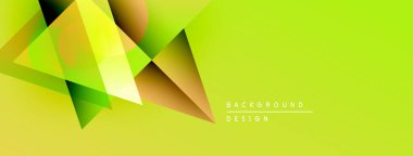 Soyut geometrik şekiller örtüşür, parlak sarı ve yeşil renkler yaratır. Arkaplan ve sunumlar için modern tasarım ögesi.