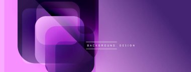 Soyut mor katmanlar dinamik arkaplan yaratır. Modern tasarım geometrik şekiller, gradyanlar, pürüzsüz geçişler içerir. Minimalist estetik.