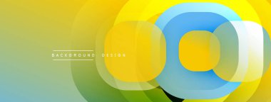 Soyut renkli çemberler dinamik görsel efektler yaratıyor. Kademeli geçişler sarı, yeşil ve mavi renkleri harmanlıyor. Modern tasarım ögesi.