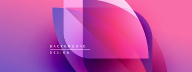Soyut eğim arkaplanı. Üst üste binen şekiller dinamik görsel efekt yaratır. Pembe, mor renkler kompozisyona hakim. Modern tasarım ögesi.