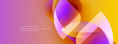 Soyut renkli arkaplan. Üst üste binen şekiller dinamik görsel efekt yaratır. Gradyan geçişler, modern tasarım elementleri.