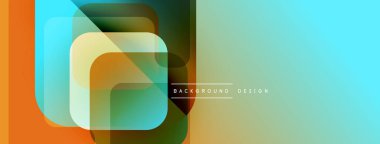 Soyut geometrik şekiller çakışıyor. Turuncu, deniz mavisi, kahverengi renkler modern arkaplan tasarımı yaratır. Minimalist tarz, mevcut temiz çizgiler.