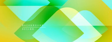 Soyut geometrik şekiller çakışıyor. Sarı, yeşil renkler modern arkaplan tasarımı yaratır. Yumuşak gradyanlar görsel ilgi sunar.