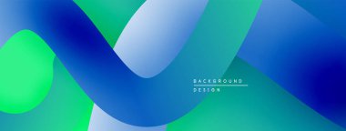 Soyut sıvı şekilleri, canlı maviler, yeşiller dinamik arkaplan oluşturur. Modern tasarım, pürüzsüz eğimler görsel ilgi sunar.