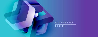 Soyut geometrik şekiller örtüşür, canlı mavi gradyan etki yaratır. Modern tasarım arka planlar, pankartlar, sunumlar için uygun.