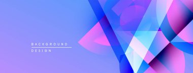 Soyut geometrik şekiller örtüşüyor, canlı mor ve mavi renkler yaratıyor. Arkaplan ve sunumlar için uygun modern tasarım.