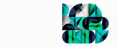 Soyut geometrik şekiller, deniz mavisi renkleri, katmanlı tasarım. Minimalist kompozisyon, temiz çizgiler, modern estetik. Beyaz arkaplan karşıtlık sağlar.