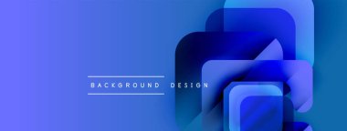 Soyut mavi gradyanlar katmanlı kareler oluşturur. Metin, kompozisyon içerisindeki arkaplan tasarımını okur. Modern, temiz estetik.