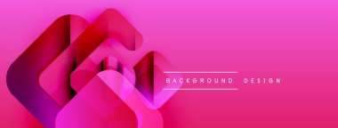 Soyut pembe tasarım katmanlı geometrik şekiller içerir. Renkler derinlik yaratır, modern estetik. Metin arkaplan tasarımı okur.