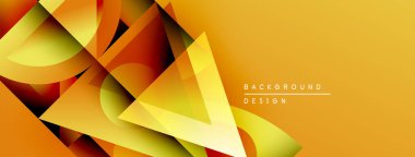 Soyut geometrik şekiller örtüşür, dinamik turuncu ve sarı renkler yaratır. Arkaplan ve sunumlar için uygun modern tasarım.