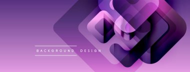 Soyut mor tasarım katmanlı kareler, gradyanlar içerir. Modern estetik, arka planlar ve sunumlar için uygun. Minimalist stil.