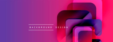 Soyut geometrik katmanlar canlı mor, pembe gradyan oluşturur. Arka planlar ve sunumlar için modern tasarım öğesi. Minimalist estetik.