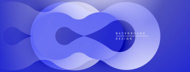 Soyut mavi şekiller üst üste binerek dinamik bileşim oluşturuyor. Arkaplan derinlik katıyor, modern his katıyor. Minimalist tasarım.