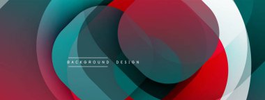 Soyut katmanlar örtüşüyor, dinamik görsel etki yaratıyor. Kırmızı, deniz mavisi, beyaz renkler düzgün bir şekilde harmanlanır. Arka planlar için modern tasarım ögesi.