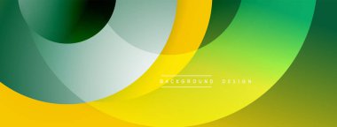 Soyut arkaplan özellikleri üst üste binen daireler, canlı sarı, yeşil renkler. Modern tasarım, pürüzsüz gradyanlar dinamik görsel efekt yaratır.
