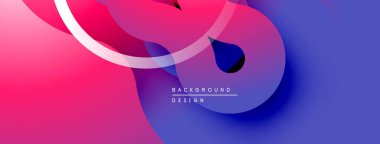 Soyut sıvı şekilleri, canlı pembeler, maviler dinamik arkaplan oluşturur. Modern tasarım elementleri hareket, derinlik.