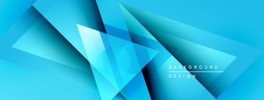 Soyut mavi geometrik şekiller kesişir. Gradyan gölgeler derinlik yaratır, modern tasarım ögesi. Arkaplan özellikleri metin arkaplanı, tasarım.
