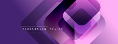 Soyut mor tasarım üst üste binen kareler, gradyanlar. Modern estetik, dijital arka planlar ve sunumlar için uygun. Minimalist stil.