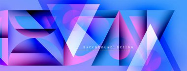 Soyut geometrik tasarım. Canlı maviler, pembeler dinamik görsel efektler yaratır. Dijital projeler için modern arkaplan.