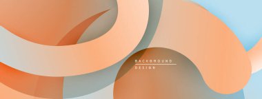 Soyut sıvı şekilleri kesişir. Sıcak şeftali, turuncu, gri, açık mavi renkler kusursuz bir şekilde harmanlanır. Arka planlar için modern tasarım ögesi.