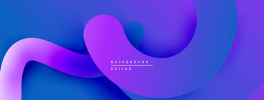 Soyut sıvı şekiller, canlı mor renkler derin maviler ile harmanlanır. Modern tasarım hareketi, enerjiyi, pürüzsüz geçişleri çağrıştırıyor.