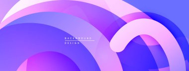 Soyut sıvı şekilleri örtüşür, parlak mor ve mavi renkler yaratır. Modern tasarım hareketi, enerjiyi, pürüzsüz geçişleri öneriyor.