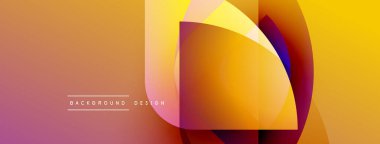 Soyut geometrik şekiller örtüşüyor, canlı renk eğimleri yaratıyor. Sıcak tonlarda dizayn hakim, enerji ve modernite öneriliyor.