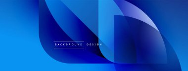 Soyut mavi tasarım üst üste binen şekiller, gradyanlar. Modern estetik, arka planlar ve sunumlar için uygun. Temiz, dinamik bileşim.