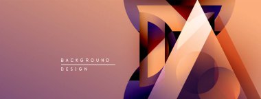 Soyut geometrik tasarım. Gradyan arkaplan özellikleri katmanlı şekiller, dinamik görsel efekt yaratır. Modern, şık bir sunum.