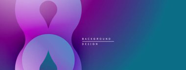 Soyut gradyan şekiller çakışıyor. Mor, mavi renkler modern arkaplan tasarımı yaratır. Minimalist estetik, pürüzsüz geçişler mevcut.