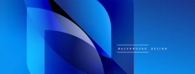Soyut mavi tasarım katmanlı şekiller içerir. Gradyan renkler dinamik görsel efekt yaratır. Modern estetik arka planlar için uygundur.