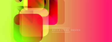 Soyut geometrik şekiller örtüşüyor, canlı renk eğimleri yaratıyor. Tasarım pürüzsüz geçişler ve modern estetik içeriyor..